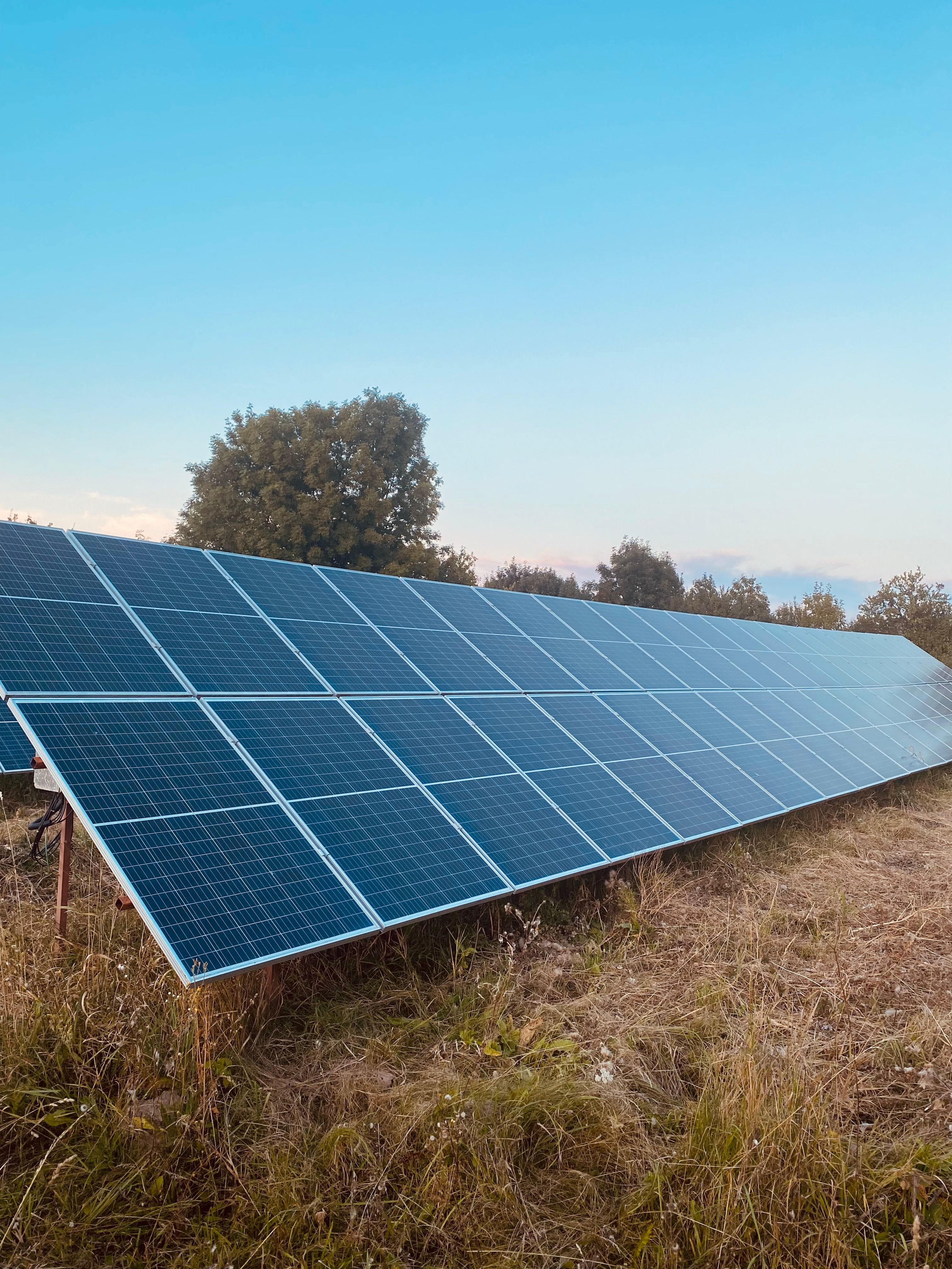 A utility-scale solar installation seen from the air