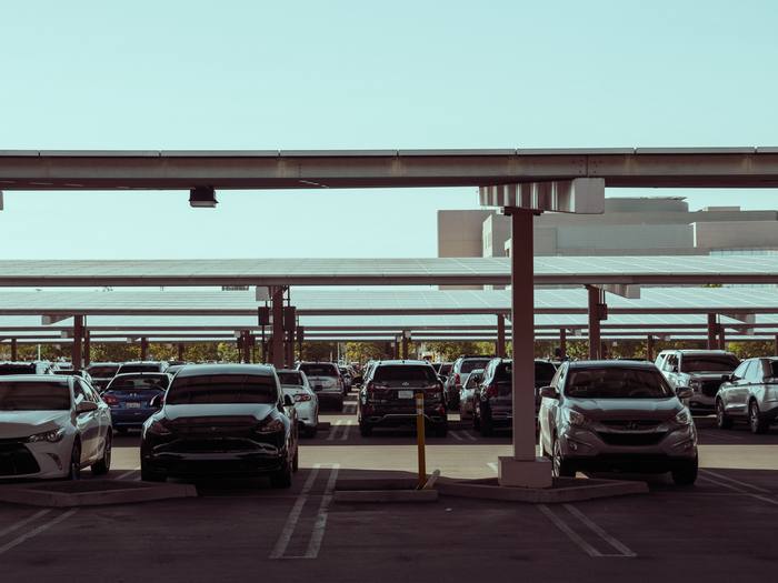 Large solar carport array