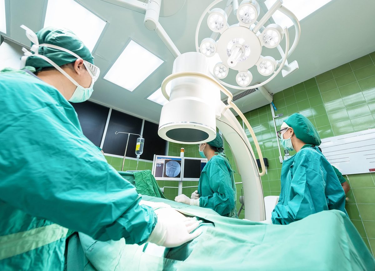 Surgical team at work in an operating theatre